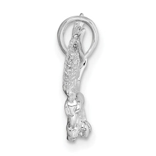 Sterling Silver Polished Textured 3D Landing Eagle Pendant