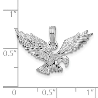 Sterling Silver Polished Textured 3D Landing Eagle Pendant