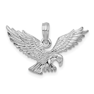 Sterling Silver Polished Textured 3D Landing Eagle Pendant