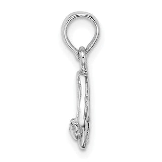Sterling Silver Rhodium-plated Polished Ballet Slippers Pendant