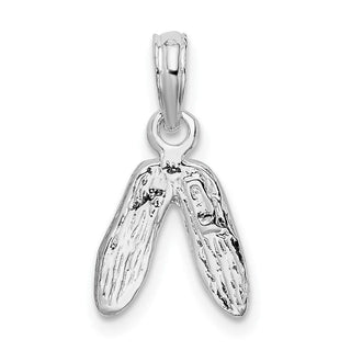 Sterling Silver Rhodium-plated Polished Ballet Slippers Pendant