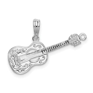 Sterling Silver Polished Guitar Pendant