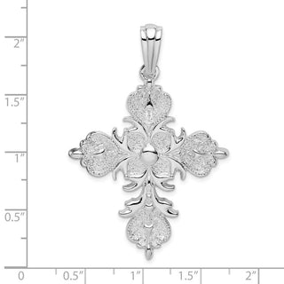 Sterling Silver Polished/Textured Fleur de Lis Cross Pendant
