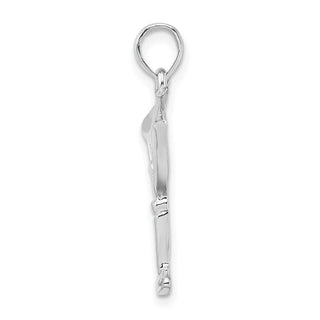 Sterling Silver Polished Cut-out Martini w/Olive Pendant