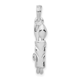 Sterling Silver Polished Spoon and Fork Rolled in Napkin Pendant