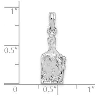 Sterling Silver Polished Cheese Board w/Knife Pendant
