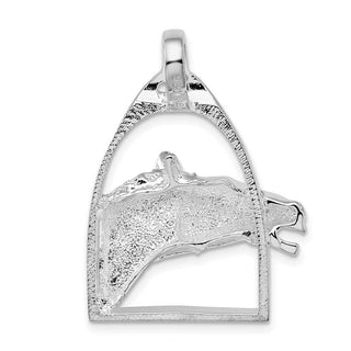 Sterling Silver Polished Horse Head w/Stirrup Pendant