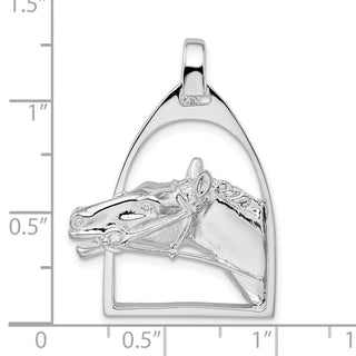 Sterling Silver Polished Horse Head w/Stirrup Pendant