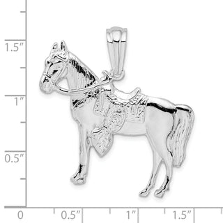 Sterling Silver Polished Horse w/Saddle Pendant