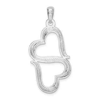 Sterling Silver Rhodium-plated Polished Cut-out Double Hearts Pendant QC10566R