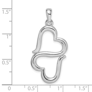 Sterling Silver Rhodium-plated Polished Cut-out Double Hearts Pendant QC10566R
