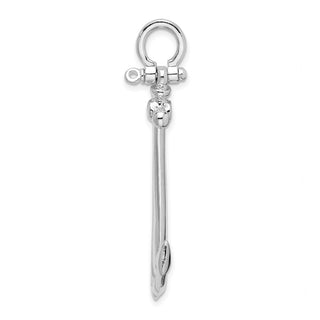 Sterling Silver Polished 3D Large Anchor Pendant