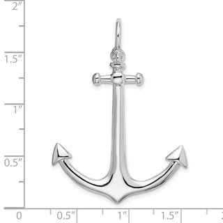 Sterling Silver Polished 3D Large Anchor Pendant