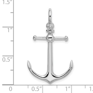 Sterling Silver Rhodium-plated Polished 3D Anchor Pendant