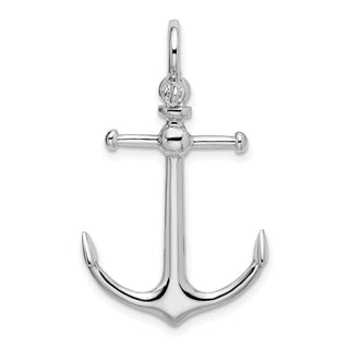 Sterling Silver Rhodium-plated Polished 3D Anchor Pendant