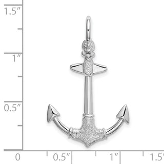 Sterling Silver Polished/Textured 3D Anchor Pendant