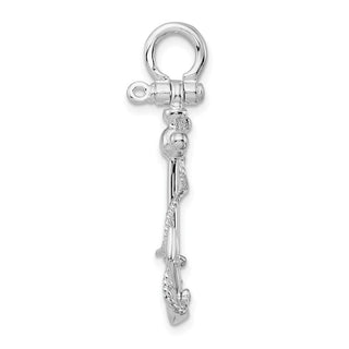 Sterling Silver Polished 3D Anchor w/Rope Pendant QC10582
