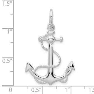 Sterling Silver Polished 3D Anchor w/Rope Pendant QC10582