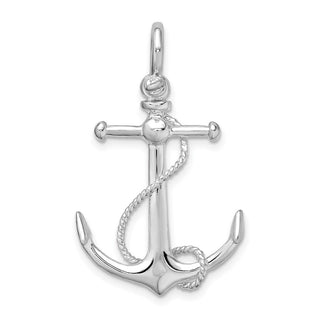 Sterling Silver Polished 3D Anchor w/Rope Pendant QC10584