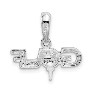 Sterling Silver Polished GOLF Tee and Club Pendant