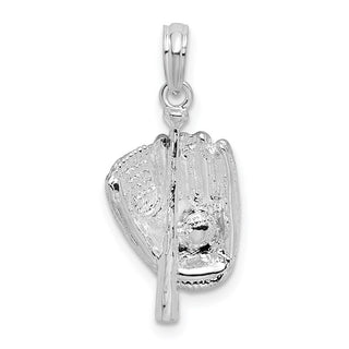 Sterling Silver Polished 3D Baseball, Bat and Glove Pendant