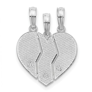 Sterling Silver Textured Big Sis/Mom/Lil Sis Break Apart Pendant