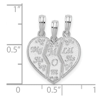 Sterling Silver Textured Big Sis/Mom/Lil Sis Break Apart Pendant