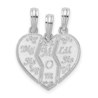 Sterling Silver Textured Big Sis/Mom/Lil Sis Break Apart Pendant