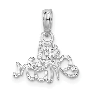 Sterling Silver Polished #1 MOM Script Pendant