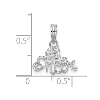 Sterling Silver Polished #1 MOM Script Pendant