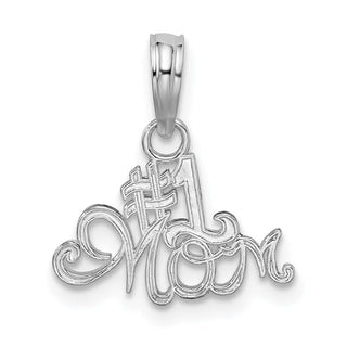 Sterling Silver Polished #1 MOM Script Pendant