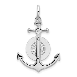 Sterling Silver Polished 3D Small Anchor w/Compass Pendant