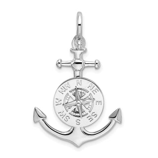 Sterling Silver Polished 3D Small Anchor w/Compass Pendant