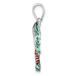 Sterling Silver Polished Enameled Palm Trees Pendant