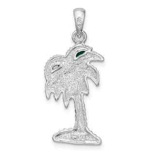 Sterling Silver Polished Enameled Palmetto Pendant