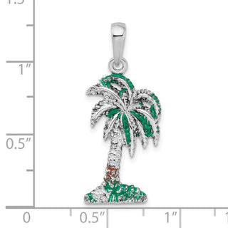 Sterling Silver Polished Enameled Palmetto Pendant