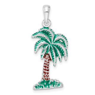 Sterling Silver Polished Enameled Palmetto Pendant