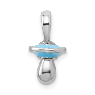Sterling Silver Polished 3D Blue Enameled Pacifier Pendant