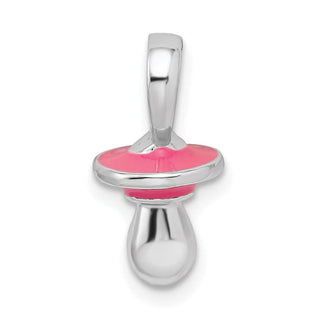 Sterling Silver Polished 3D Pink Enameled Pacifier Pendant