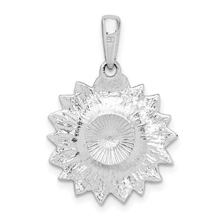 Sterling Silver Polished Enameled Sunflower Pendant