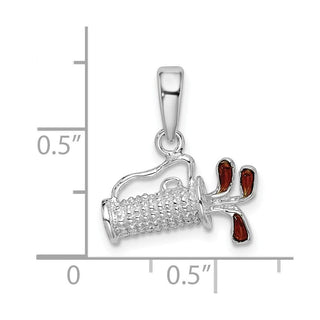 Sterling Silver Polished 3D Enameled Golf Bag Pendant