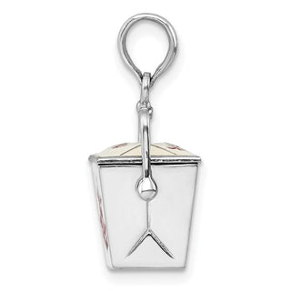 Sterling Silver Polish 3D Moveable Enamel Chinese Takeout Pendant