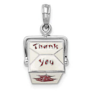 Sterling Silver Polish 3D Moveable Enamel Chinese Takeout Pendant