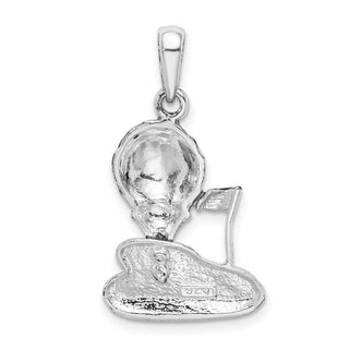 Sterling Silver Polished Enameled Golf Ball on Tee Pendant