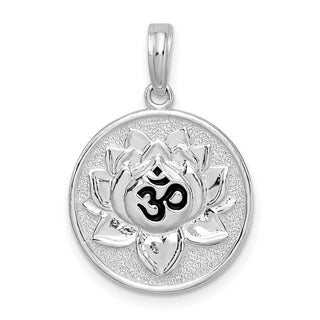 Sterling Silver Polished Reversible Enameled Ohm/Lotus Pendant
