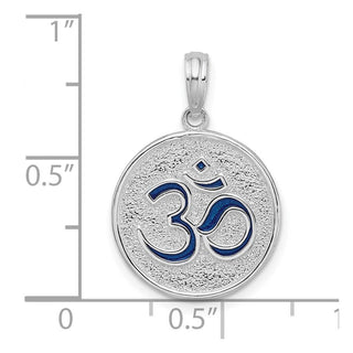 Sterling Silver Polished Reversible Enameled Ohm/Lotus Pendant