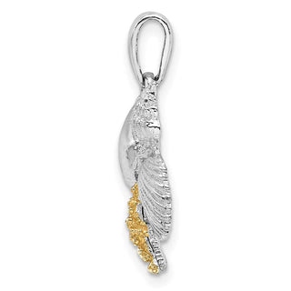 Sterling Silver Polished Shells w/14k Yellow Gold Starfish Pendant