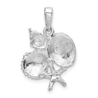 Sterling Silver Polished Shells w/14k Yellow Gold Starfish Pendant