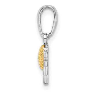 Sterling Silver Polished GOLF Tee w/14k Yellow Gold Ball Pendant