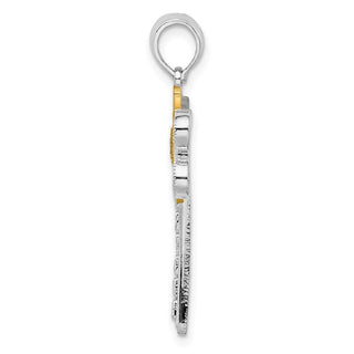 Sterling Silver Polished Dragonfly w/14k Yellow Gold Accent Pendant
